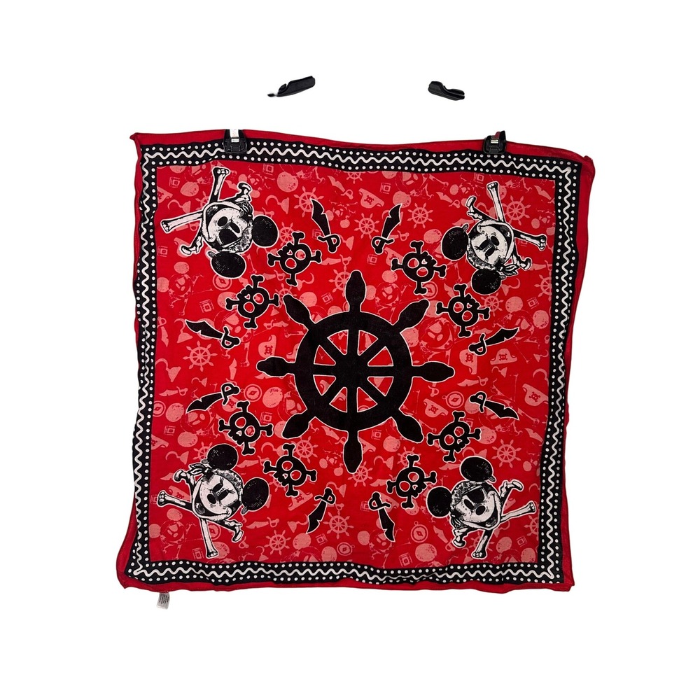 Disney Pirates of‎ the Caribbean Mickey Mouse Pirate Skull Red Cotton Bandana